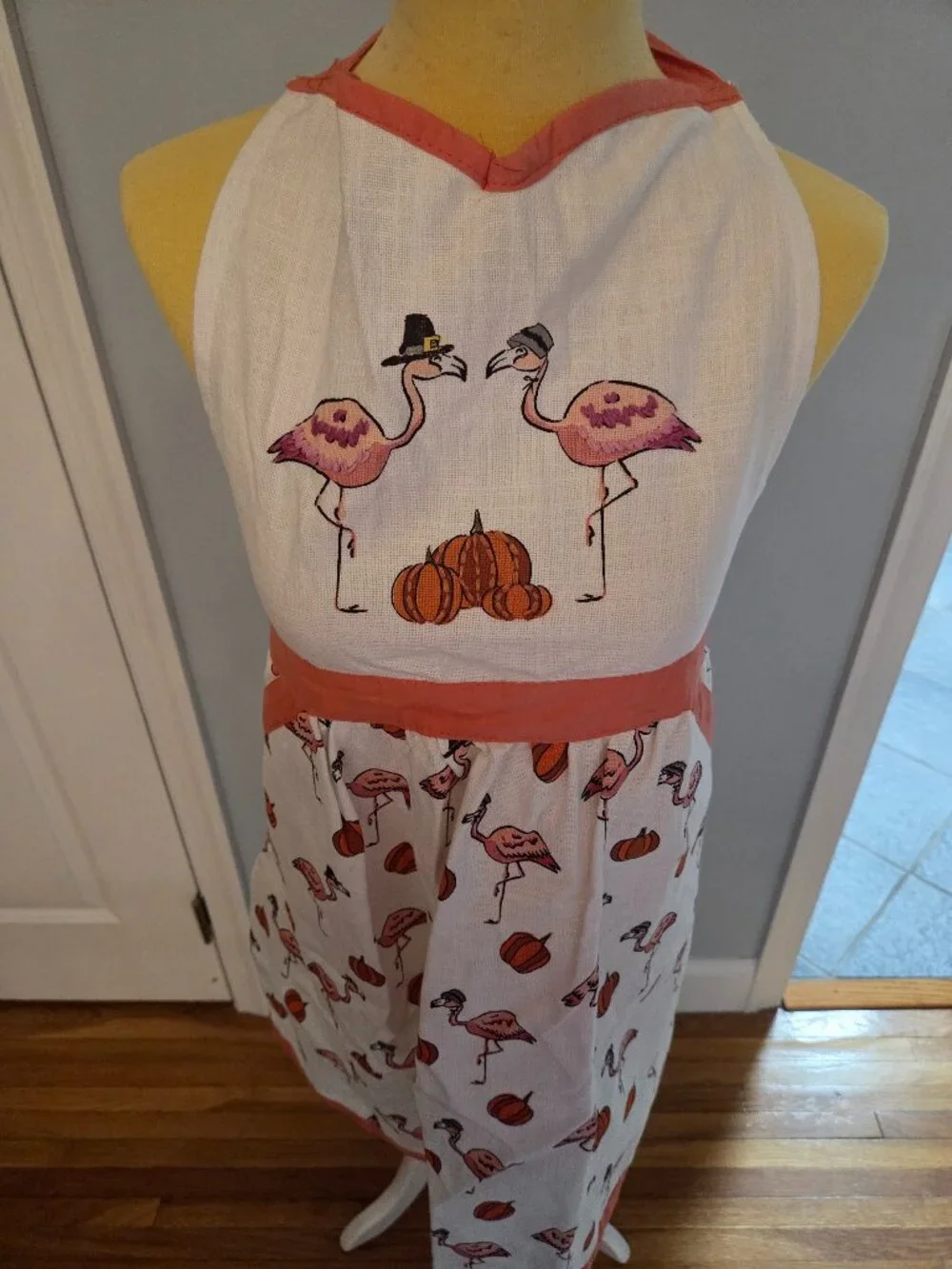 My Little Pumpkin Pilgrim Flamingo Apron